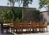 Giant Teak Set 200cm to 300cm Rectangle Extending Table with 12 Henley Stacking Chairs Giant Teak Set 200cm to 300cm Rectangle Extending Table with 12 Henley Stacking Chairs