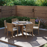 Teak Set 150cm Maximus Round Table 4cm Top (6 Henley Stacking Chairs) Cushions included. Teak Set 150cm Maximus Round Table 4cm Top (6 Henley Stacking Chairs) Cushions included.