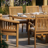 Teak 2-3m Oval Extending Table 4cm Top (8 Henley Stacking Chairs 2 San Francisco Benches) Free Cushions. Teak 2-3m Oval Extending Table 4cm Top (8 Henley Stacking Chairs 2 San Francisco Benches) Free Cushions.