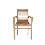 2 Teak Garden Oxford Stacking Chairs with Cushion