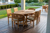 6 Seater Teak Garden Dining Set - 2m Sunshine Oval Table with 4 Henley Stacking Chairs & 2 San Francisco Chairs 6 Seater Teak Garden Dining Set - 2m Sunshine Oval Table with 4 Henley Stacking Chairs & 2 San Francisco Chairs