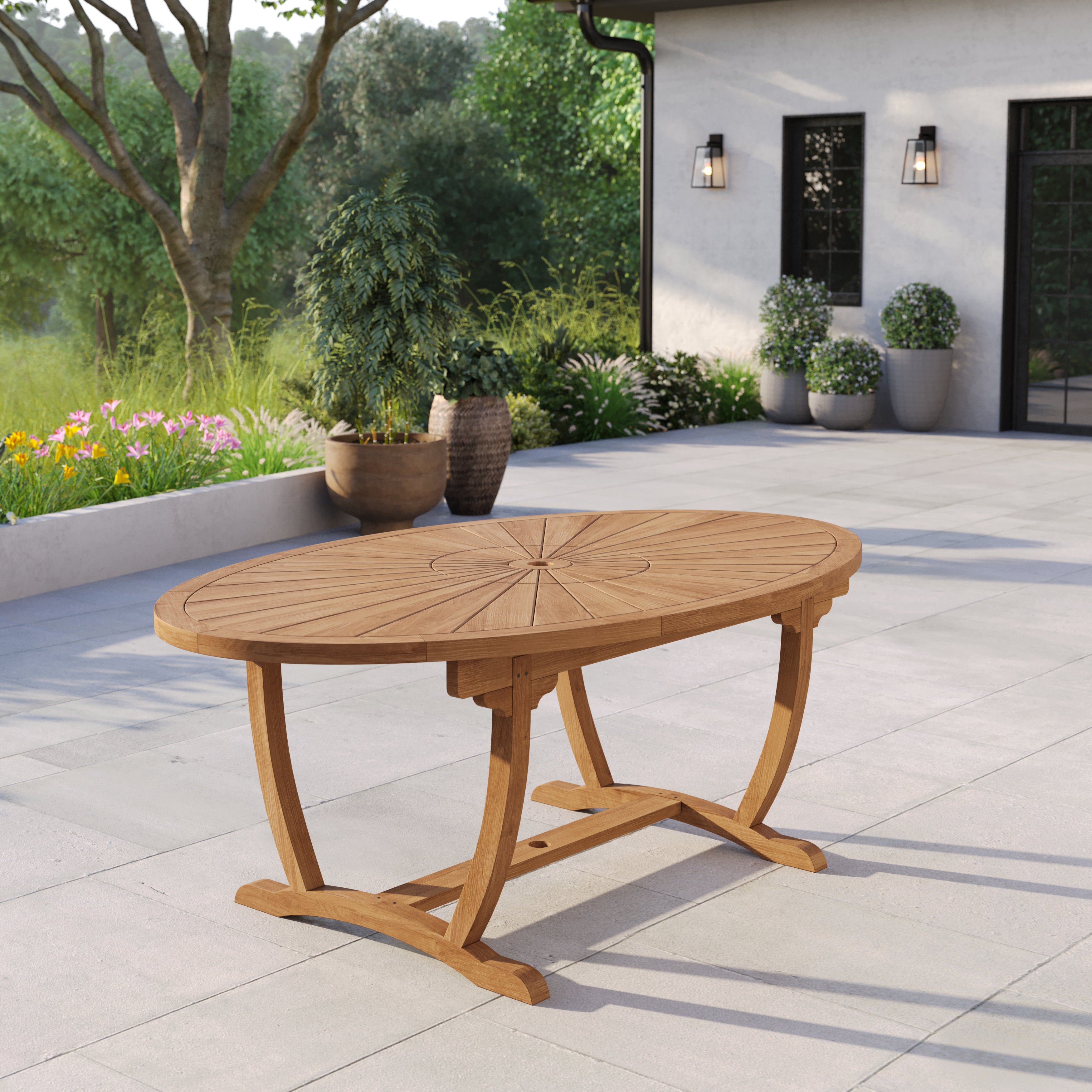 Teak 2m Sunshine Oval Table with Incorporated Lazy Susan | Luxus