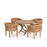 Teak Set 120cm Round Folding Spiral Table with 4 San Francisco Chairs. Teak Set 120cm Round Folding Spiral Table with 4 San Francisco Chairs.