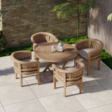 Teak Set 120cm Round Folding Spiral Table with 4 San Francisco Chairs. Teak Set 120cm Round Folding Spiral Table with 4 San Francisco Chairs.