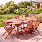 Teak Round to Oval 120-170cm Extending Table 4cm Top (6 Hampton Folding Chairs) - Versatile Teak Outdoor Dining Set - UK and Ireland garden setting - image 2 Teak Round to Oval 120-170cm Extending Table 4cm Top (6 Hampton Folding Chairs) - Versatile Teak Outdoor Dining Set - UK and Ireland garden setting - image 2