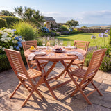 Teak Set 120cm Sunshine Folding Table (4 Folding Chairs) Cushions included - Contemporary Teak Garden Furniture Set - UK and Ireland garden setting - image 3 Teak Set 120cm Sunshine Folding Table (4 Folding Chairs) Cushions included - Contemporary Teak Garden Furniture Set - UK and Ireland garden setting - image 3