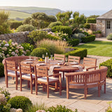 Teak 180-240cm Oval Extending Table with 6 Marlow Stacking Chairs & 2 San Francisco Benches - Teak Garden Dining Set - UK and Ireland garden setting - image 1 Teak 180-240cm Oval Extending Table with 6 Marlow Stacking Chairs & 2 San Francisco Benches - Teak Garden Dining Set - UK and Ireland garden setting - image 1