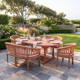 Teak Set Oval 180-240cm Extending Table 4cm Top (2 San Francisco Chairs 2 Benches) Cushions included - Contemporary Teak Garden Dining Set - UK and Ireland garden setting - image 3 Teak Set Oval 180-240cm Extending Table 4cm Top (2 San Francisco Chairs 2 Benches) Cushions included - Contemporary Teak Garden Dining Set - UK and Ireland garden setting - image 3