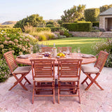 Teak Round to Oval 120-170cm Extending Table 4cm Top (6 Hampton Folding Chairs) - Versatile Teak Outdoor Dining Set - UK and Ireland garden setting - image 5 Teak Round to Oval 120-170cm Extending Table 4cm Top (6 Hampton Folding Chairs) - Versatile Teak Outdoor Dining Set - UK and Ireland garden setting - image 5