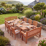Teak Rectangle 180-240cm Extending Table 4cm Top with 6 Henley Stacking Chairs & 2 Harmony Benches - Teak Garden Dining Set - UK and Ireland garden setting - image 1 Teak Rectangle 180-240cm Extending Table 4cm Top with 6 Henley Stacking Chairs & 2 Harmony Benches - Teak Garden Dining Set - UK and Ireland garden setting - image 1