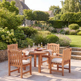 Teak Set 120cm Maximus Round Fixed Table With 4 Warwick Teak Chairs - Teak Garden Dining Set - UK and Ireland garden setting - image 1 Teak Set 120cm Maximus Round Fixed Table With 4 Warwick Teak Chairs - Teak Garden Dining Set - UK and Ireland garden setting - image 1