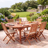 Teak Round to Oval 120-170cm Extending Table 4cm Top (6 Hampton Folding Chairs) - Versatile Teak Outdoor Dining Set - UK and Ireland garden setting - image 4 Teak Round to Oval 120-170cm Extending Table 4cm Top (6 Hampton Folding Chairs) - Versatile Teak Outdoor Dining Set - UK and Ireland garden setting - image 4