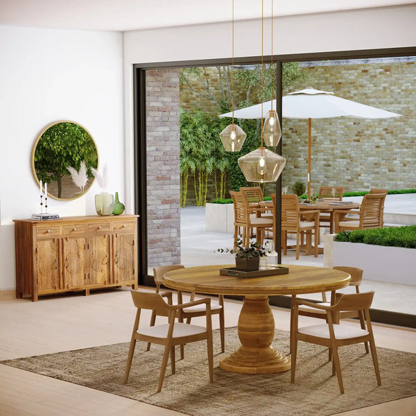 Wood dining room table with chairs