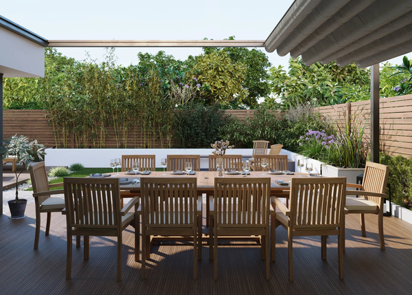 teak extendable garden table