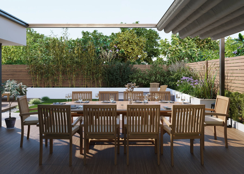 teak extendable garden table