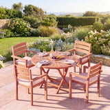 Teak Set 120cm Sunshine Folding Table With 4 Marlow Stacking Chairs - Teak Garden Dining Set - UK and Ireland garden setting - image 1