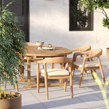 Teak Round to Oval 120cm-170cm Extending Table 4cm Top with 6 Sydney Chairs – Teak Garden Dining Set, Free Cushions