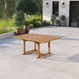 120-170cm Square-to-Rectangular Extending Teak Garden Dining Table - 4cm Top