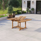 Teak Square To Rectangle 120-170cm Extending Table 4cm Top (6 Henley Stacking Chairs) Cushions included.