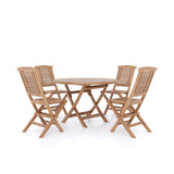 Teak Set 120cm Spiral Folding Table (4 Folding Chairs) Cushions included.