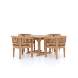 Teak Set 120-170cm Round to oval Table 4cm Top (4 teak San Francisco Chairs) cushions included.