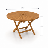 4 Seater Teak Garden Dining Set - 120cm Sunshine Folding Table with Folding Chairs
