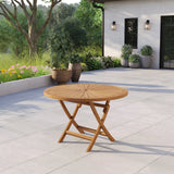 120cm Round Folding Teak Garden Dining Table - Sunshine 4cm Top