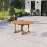 120-170cm Round-to-Oval Extending Teak Garden Dining Table - 4cm Top