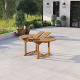 Teak Round to Oval 120-170cm Extending Table, 4cm Top (6 Oxford Stacking Chairs) cushions included.