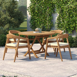 Teak Set 120cm Sunshine Folding Table 4cm Top with 4 Sydney Chairs – Teak Garden Dining Set, Free Cushions