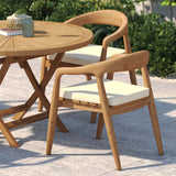 Teak Set 120cm Sunshine Folding Table 4cm Top with 4 Sydney Chairs – Teak Garden Dining Set, Free Cushions