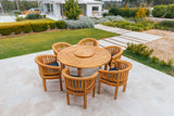 6 Seater Teak Garden Dining Set - 150cm Maximus Round Table with San Francisco Chairs