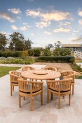 6 Seater Teak Garden Dining Set - 150cm Maximus Round Table with San Francisco Chairs