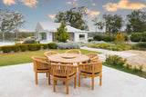 6 Seater Teak Garden Dining Set - 150cm Maximus Round Table with San Francisco Chairs