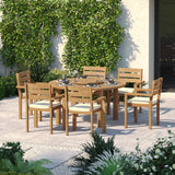 Teak Set 150cm Maximus Round Table with 6 Marlow Stacking Chairs – Teak Garden Dining Set