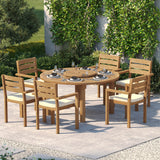 Teak Set 150cm Maximus Round Table with 6 Marlow Stacking Chairs – Teak Garden Dining Set