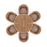 Teak Garden Furniture Set 150cm Maximus Round Table Table, 4cm Top (6 San Francisco Chairs) Cushions included.