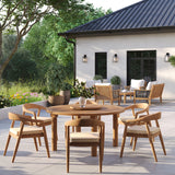 Teak 150cm Maximus Round Table 4cm Top with 6 Sydney Chairs – Teak Garden Dining Set, Free Cushions