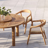 4 x Sydney Chairs with Cushions – Curved Teak Outdoor Dining Chairs