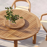Teak 150cm Maximus Round Table 4cm Top with 6 Sydney Chairs – Teak Garden Dining Set, Free Cushions