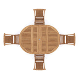 Teak 120cm to 170cm Round to Oval Extending Table with 4 Hampton Folding Chairs