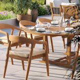 Teak 180-240cm Oval Extending Table 4cm Top with 8 Sydney Chairs – Teak Garden Dining Set, Free Cushions
