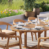 Teak 180-240cm Oval Extending Table 4cm Top with 8 Sydney Chairs – Teak Garden Dining Set, Free Cushions