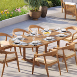 Teak 180-240cm Oval Extending Table 4cm Top with 8 Sydney Chairs – Teak Garden Dining Set, Free Cushions