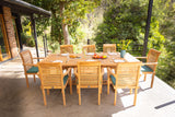 8 Seater Teak Garden Dining Set - 180-240cm Rectangular Extending Table with Henley Stacking Chairs