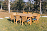8 Seater Teak Garden Dining Set - 180-240cm Rectangular Extending Table with Henley Stacking Chairs
