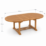 8 Seater Teak Garden Dining Set - 180-240cm Oval Extending Table with 6 Henley Stacking Chairs & 2 San Francisco Chairs