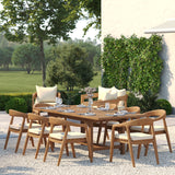 Teak Rectangle 180–240cm Extending Table with 8 Sydney Chairs – Teak Garden Dining Set