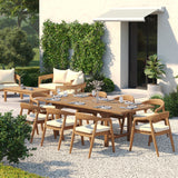 Teak Rectangle 180–240cm Extending Table with 8 Sydney Chairs – Teak Garden Dining Set