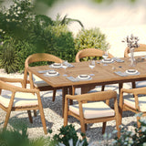 Teak Rectangle 180–240cm Extending Table with 8 Sydney Chairs – Teak Garden Dining Set